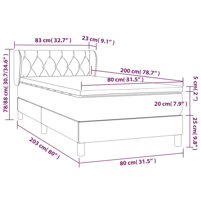 Giroletto a Molle con Materasso Tortora 80x200 cm inTessuto 3126441