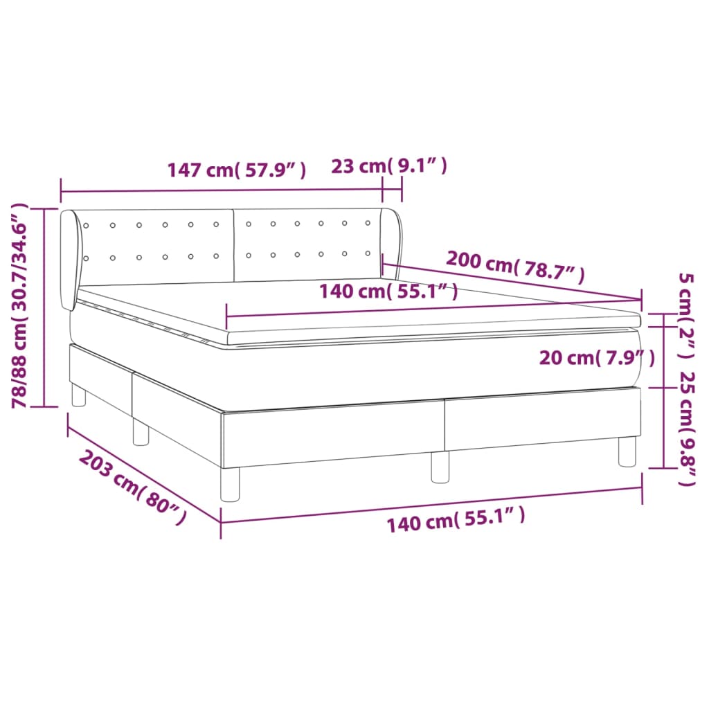 Giroletto a Molle con Materasso Tortora 140x200 cm in Tessuto 3126569