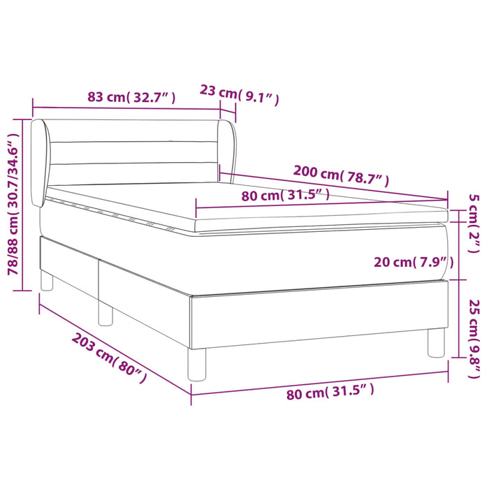 Giroletto a Molle con Materasso Marrone Scuro 80x200 cm Tessuto 3126840