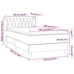 Giroletto a Molle con Materasso Grigio Chiaro100x200 cm Tessuto 3127021