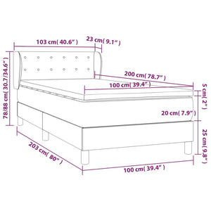 Giroletto a Molle con Materasso Grigio 100x200 cm in Similpelle 3127299