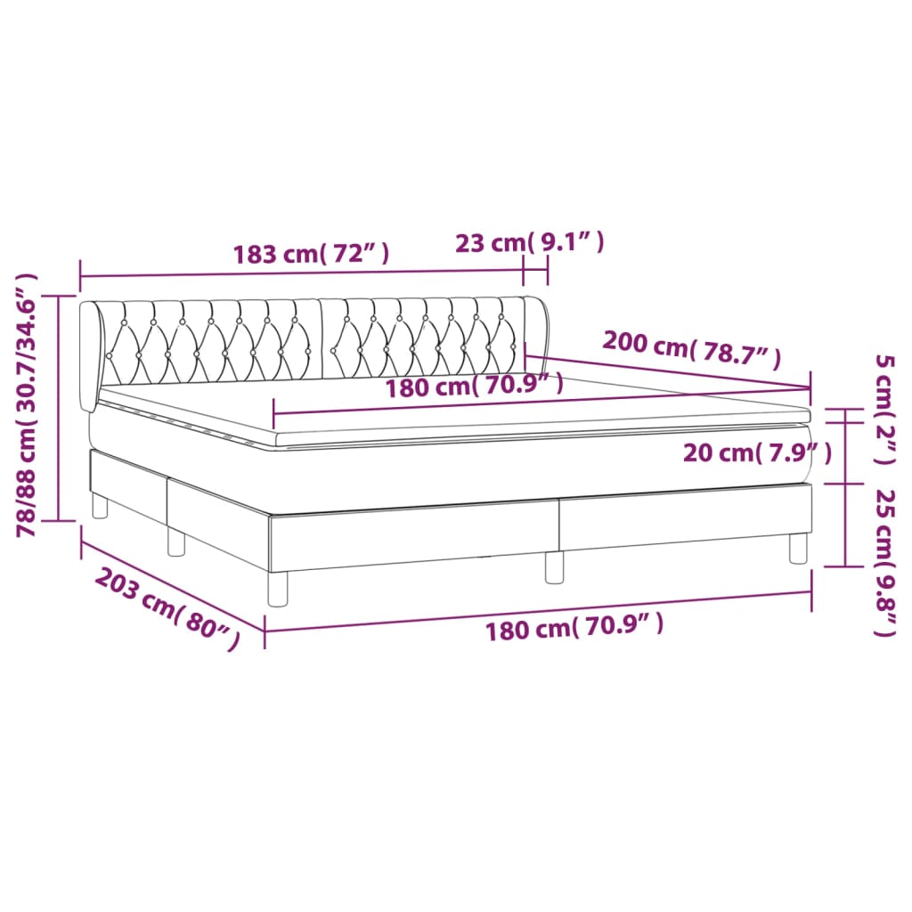 Giroletto a Molle con Materasso Rosa 180x200 cm in Velluto 3127690