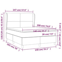 Giroletto a Molle con Materasso Tortora 140x190 cm in Tessuto 3127801