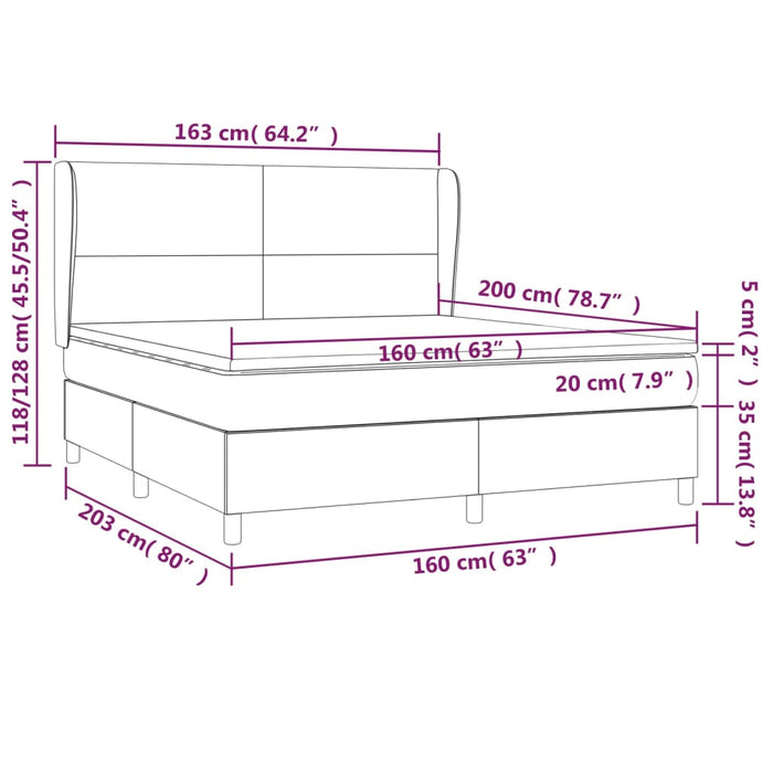 Giroletto a Molle con Materasso Marrone Scuro 160x200cm Tessuto cod mxl 49324