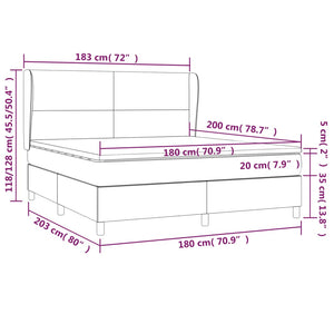 Giroletto a Molle con Materasso Marrone Scuro 180x200cm Tessuto 3127824