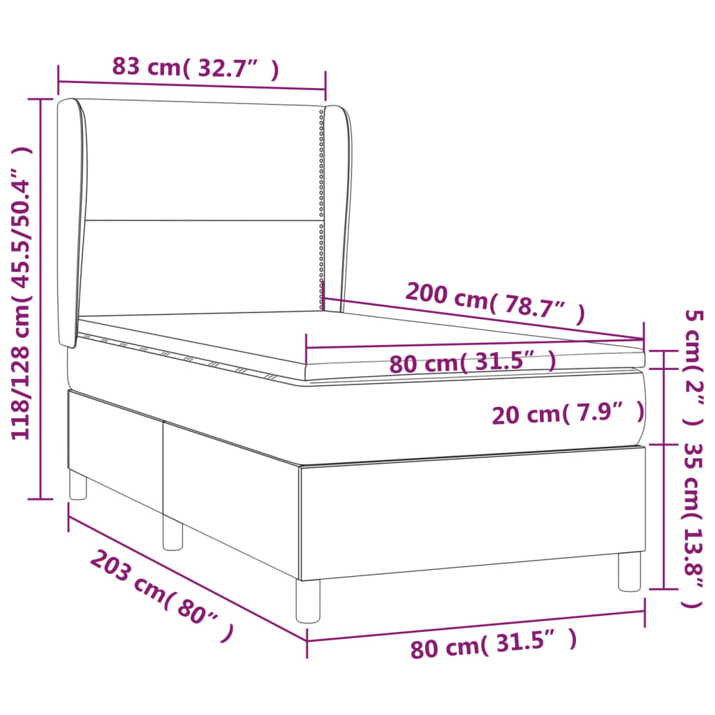 Giroletto a Molle con Materasso Marrone Scuro 80x200 cm Tessuto cod mxl 56082