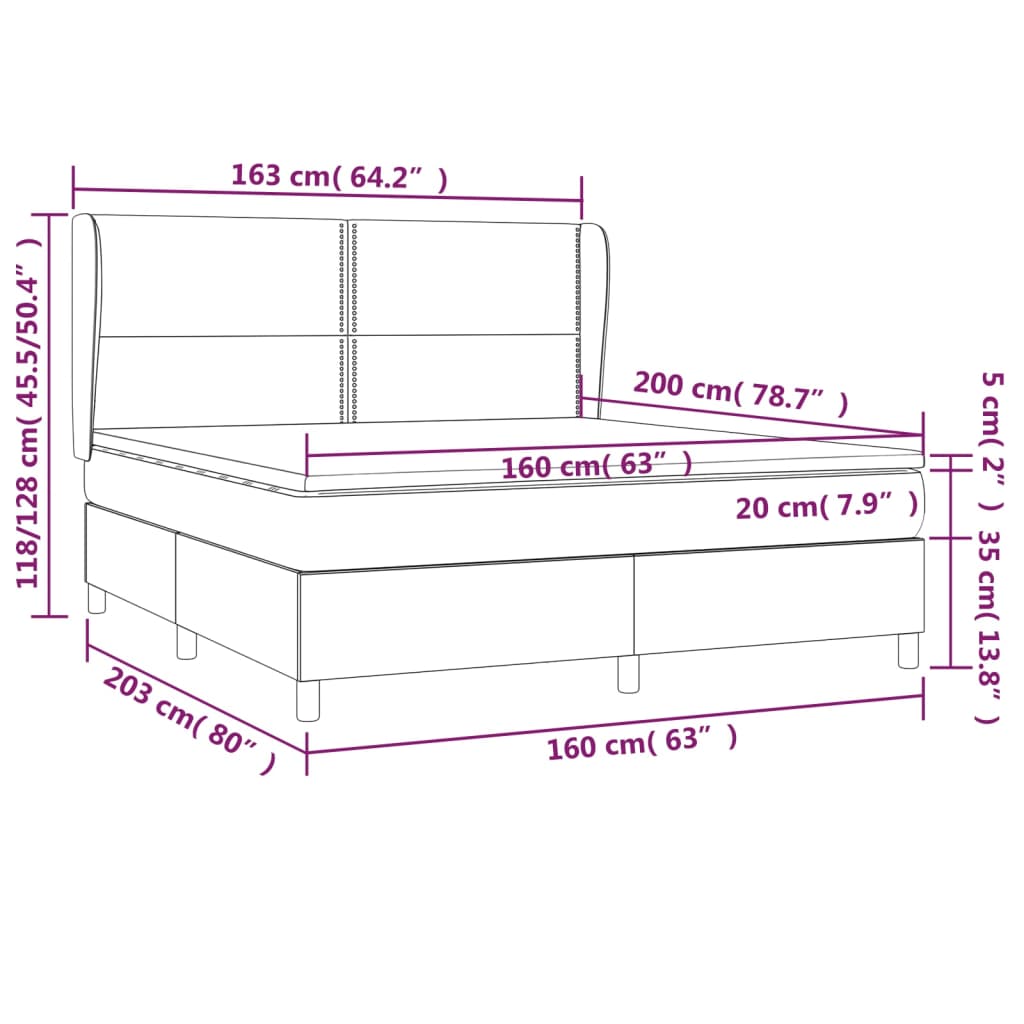 Giroletto a Molle con Materasso Grigio Chiaro160x200 cm Tessuto cod mxl 34787