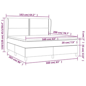 Giroletto a Molle con Materasso Grigio Chiaro160x200 cm Tessuto cod mxl 34787