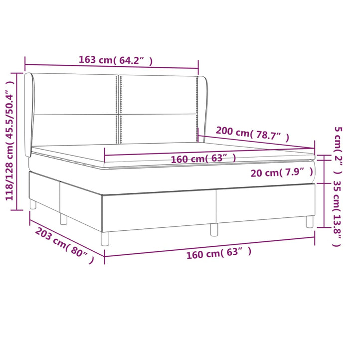 Giroletto a Molle con Materasso Tortora 160x200 cm in Tessuto 3127897