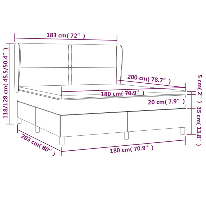 Giroletto a Molle con Materasso Grigio Chiaro180x200 cm Tessuto cod mxl 47004