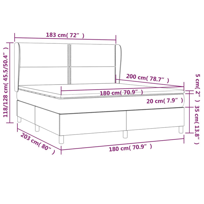 Giroletto a Molle con Materasso Grigio Scuro 180x200 cm Tessuto cod mxl 48520