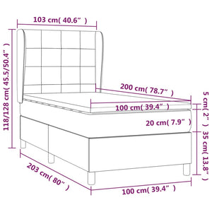 Giroletto a Molle con Materasso Tortora 100x200 cm in Tessuto 3127945