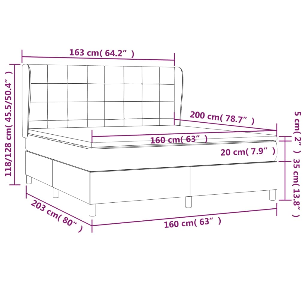 Giroletto a Molle con Materasso Grigio Scuro 160x200 cm Tessuto cod mxl 36734