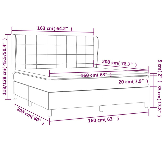 Giroletto a Molle con Materasso Grigio Scuro 160x200 cm Tessuto cod mxl 36734