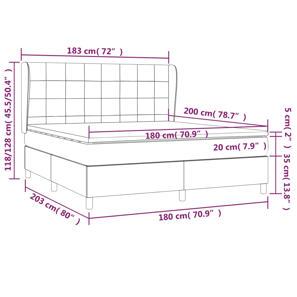 Giroletto a Molle con Materasso Grigio Scuro 180x200 cm Tessuto 3127982