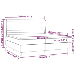 Giroletto a Molle con Materasso Grigio Scuro 200x200 cm Tessuto 3128070