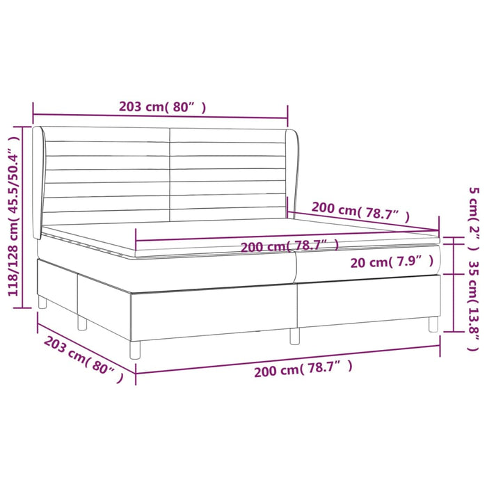 Giroletto a Molle con Materasso Grigio Scuro 200x200 cm Tessuto 3128070