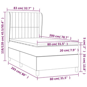 Giroletto a Molle con Materasso Nero 80x200 cm inTessuto 3128079