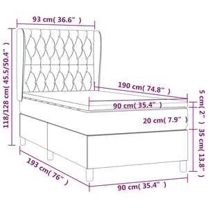 Giroletto a Molle con Materasso Marrone Scuro 90x190cm Tessuto cod mxl 35627