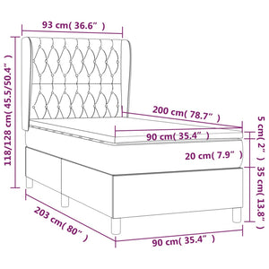 Giroletto a Molle con Materasso Grigio Scuro 90x200 cm Tessuto cod mxl 46331