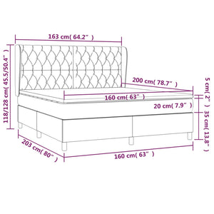 Giroletto a Molle con Materasso Grigio Scuro 160x200 cm Tessuto cod mxl 36750