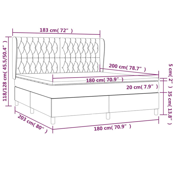 Giroletto a Molle con Materasso Grigio Chiaro180x200 cm Tessuto cod mxl 46994