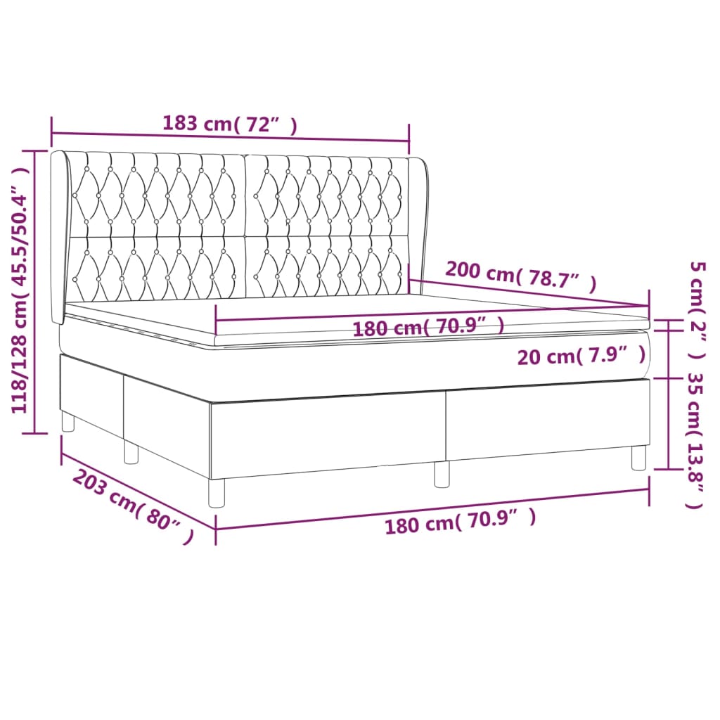 Giroletto a Molle con Materasso Marrone Scuro 180x200cm Tessuto 3128224