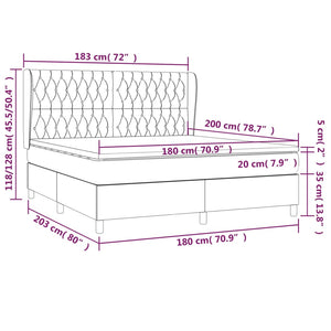 Giroletto a Molle con Materasso Marrone Scuro 180x200cm Tessuto 3128224