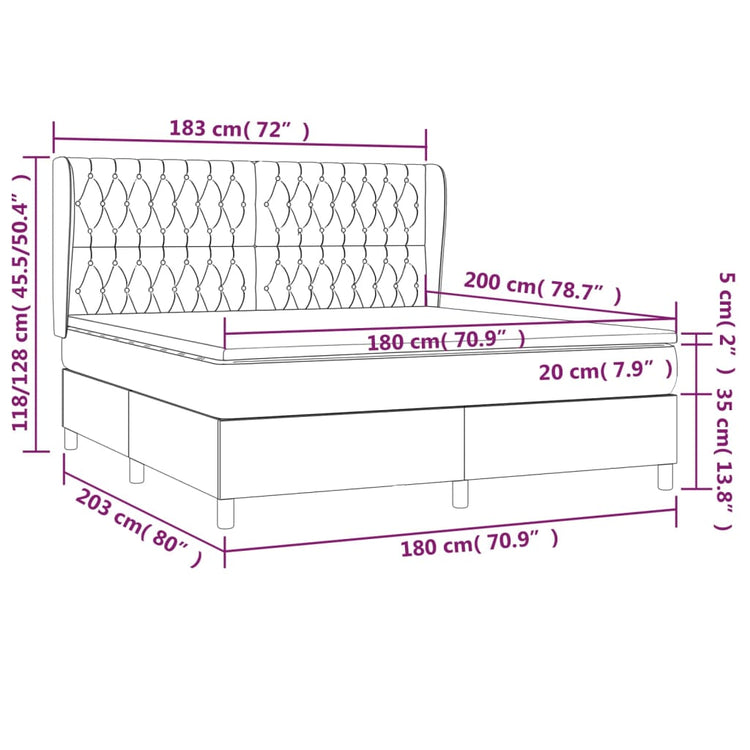 Giroletto a Molle con Materasso Marrone Scuro 180x200cm Tessuto 3128224