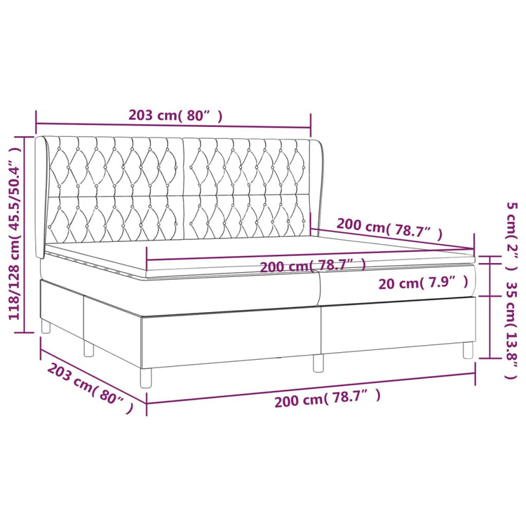 Giroletto a Molle con Materasso Grigio Chiaro 200x200cm Tessuto cod mxl 59347