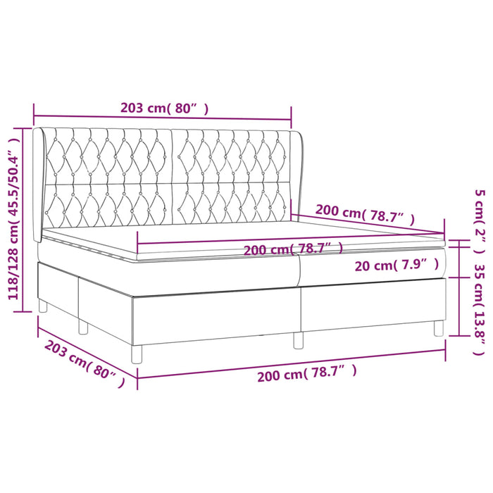 Giroletto a Molle con Materasso Grigio Scuro 200x200 cm Tessuto cod mxl 55710