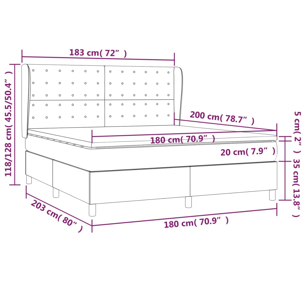 Giroletto a Molle con Materasso Tortora 180x200 cm in Tessuto 3128305