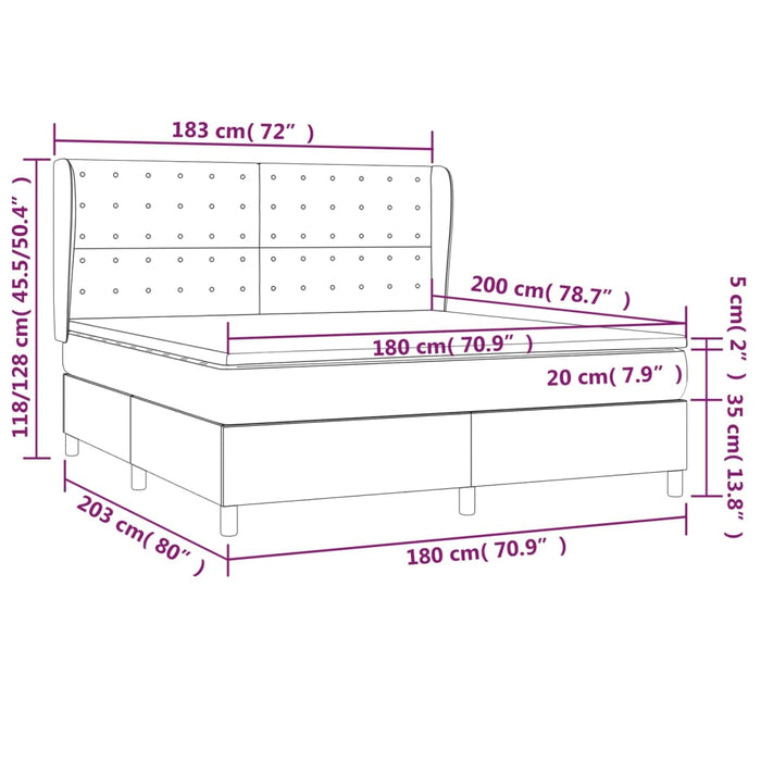 Giroletto a Molle con Materasso Tortora 180x200 cm in Tessuto 3128305