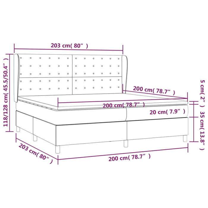 Giroletto a Molle con Materasso Marrone Scuro 200x200cm Tessuto 3128312