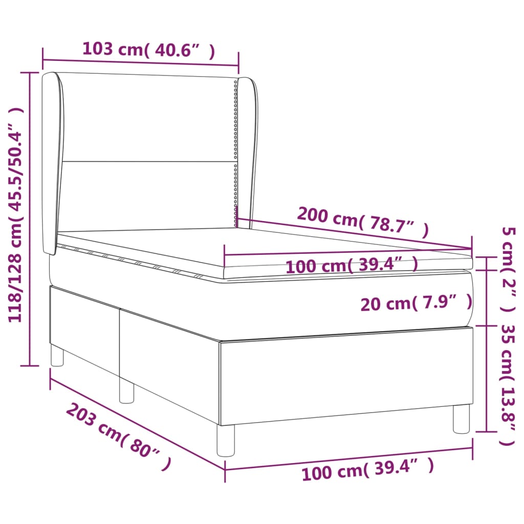 Giroletto a Molle con Materasso Tortora 100x200 cm in Tessuto 3128425