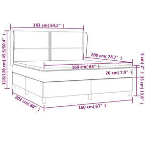 Giroletto a Molle con Materasso Grigio Scuro 160x200 cm Tessuto cod mxl 58677