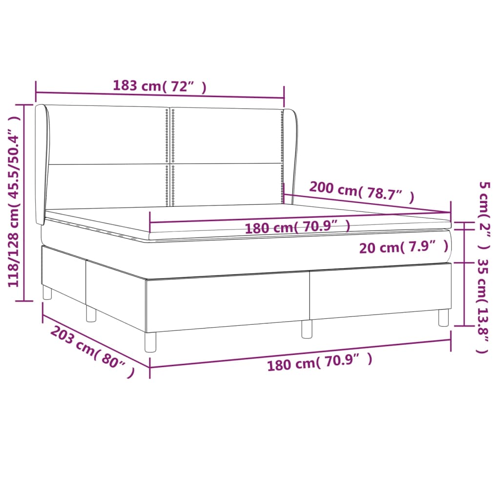 Giroletto a Molle con Materasso Grigio Scuro 180x200 cm Tessuto 3128462