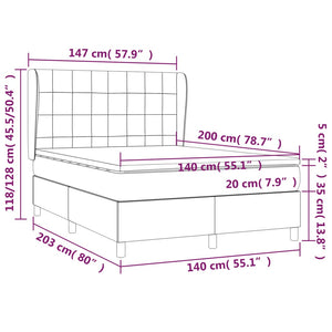 Giroletto a Molle con Materasso Marrone Scuro 140x200cm Tessuto 3128528