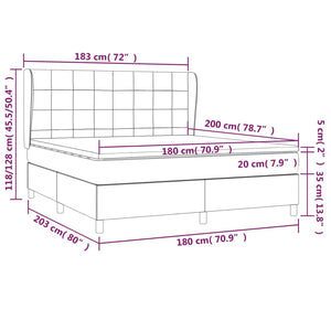 Giroletto a Molle con Materasso Tortora 180x200 cm in Tessuto 3128545