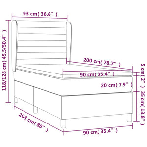 Giroletto a Molle con Materasso Marrone Scuro 90x200 cm Tessuto 3128576