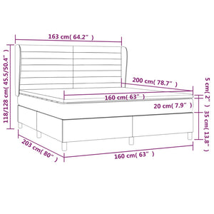 Giroletto a Molle con Materasso Grigio Scuro 160x200 cm Tessuto cod mxl 57554