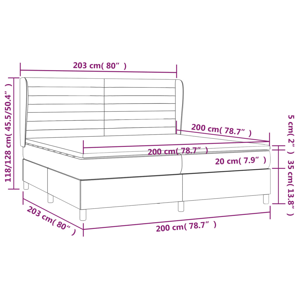 Giroletto a Molle con Materasso Grigio Chiaro 200x200cm Tessuto cod mxl 64856