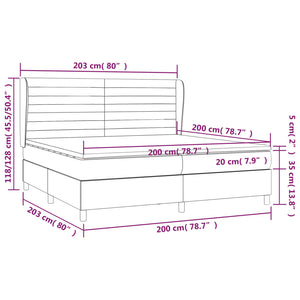 Giroletto a Molle con Materasso Grigio Chiaro 200x200cm Tessuto cod mxl 64856