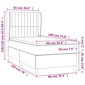 Giroletto a Molle con Materasso Marrone Scuro 90x190cm Tessuto cod mxl 64970