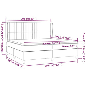 Giroletto a Molle con Materasso Marrone Scuro 200x200cm Tessuto cod mxl 54650