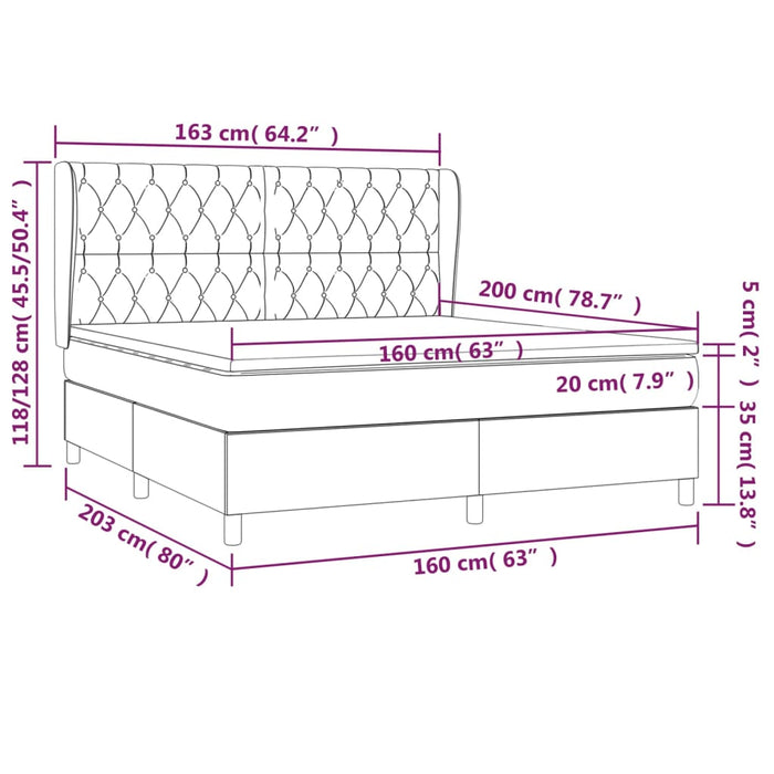 Giroletto a Molle con Materasso Grigio Scuro 160x200 cm Tessuto cod mxl 61634