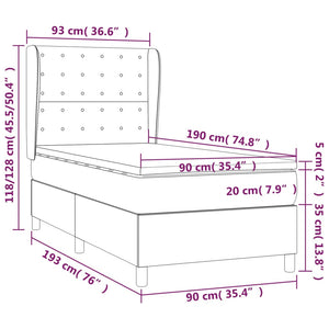 Giroletto a Molle con Materasso Marrone Scuro 90x190cm Tessuto 3128808