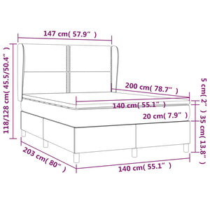 Giroletto a Molle con Materasso Blu Scuro 140x200 cm in Velluto 3129157