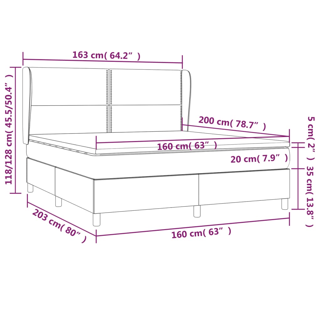 Giroletto a Molle con Materasso Grigio Scuro 160x200 cm Velluto 3129160