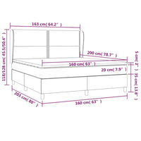 Giroletto a Molle con Materasso Grigio Scuro 160x200 cm Velluto 3129160